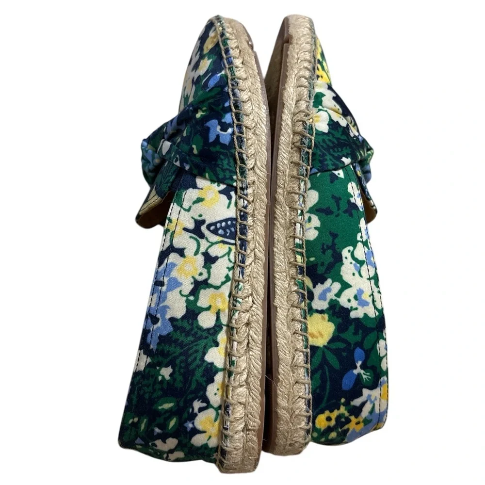 Talbots Izzy Knot Detail Flat Espadrilles in Butterfly Garden Sateen Sz. 7.5